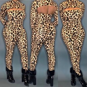 Leopard Pants Bobysuit Set